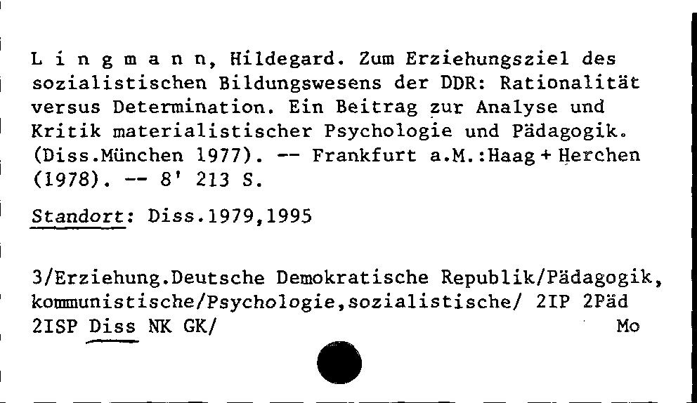 [Katalogkarte Dissertationenkatalog bis 1980]