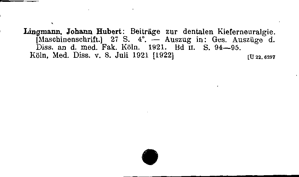 [Katalogkarte Dissertationenkatalog bis 1980]