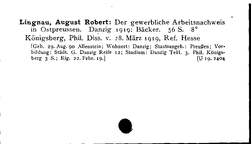 [Katalogkarte Dissertationenkatalog bis 1980]