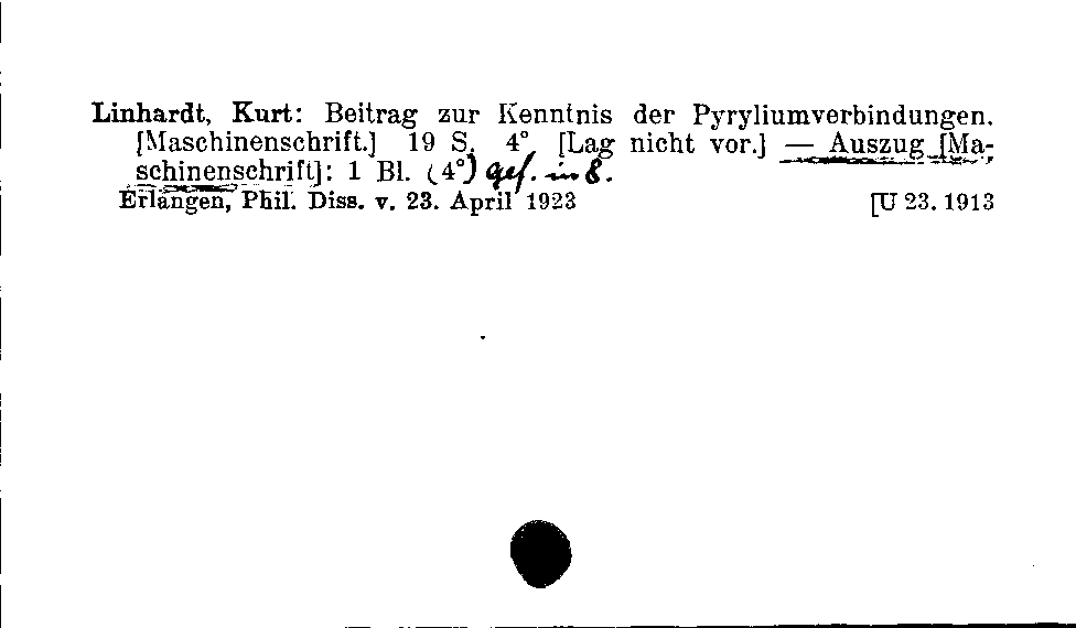 [Katalogkarte Dissertationenkatalog bis 1980]