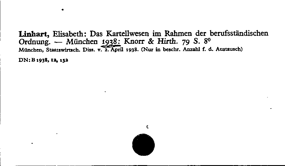 [Katalogkarte Dissertationenkatalog bis 1980]