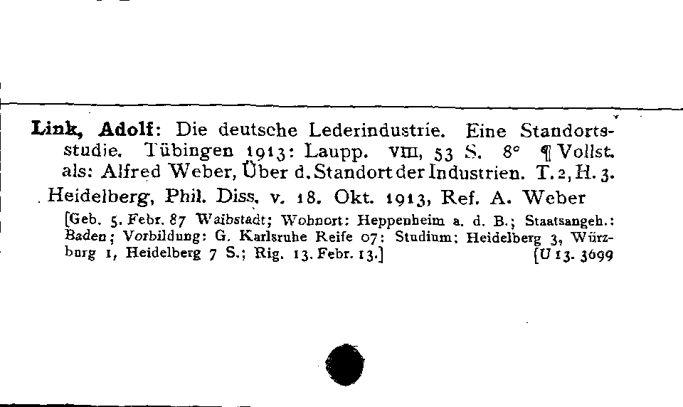 [Katalogkarte Dissertationenkatalog bis 1980]