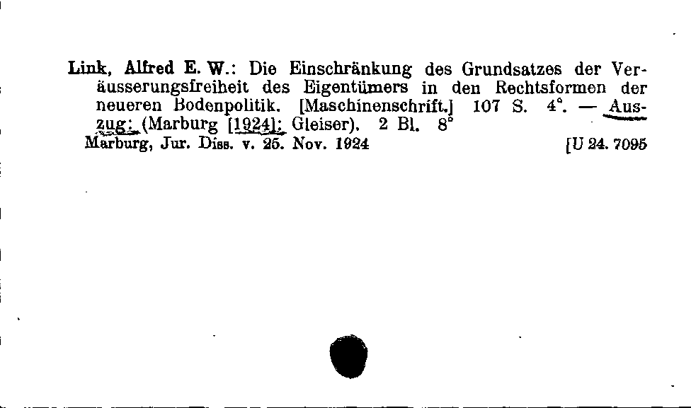 [Katalogkarte Dissertationenkatalog bis 1980]