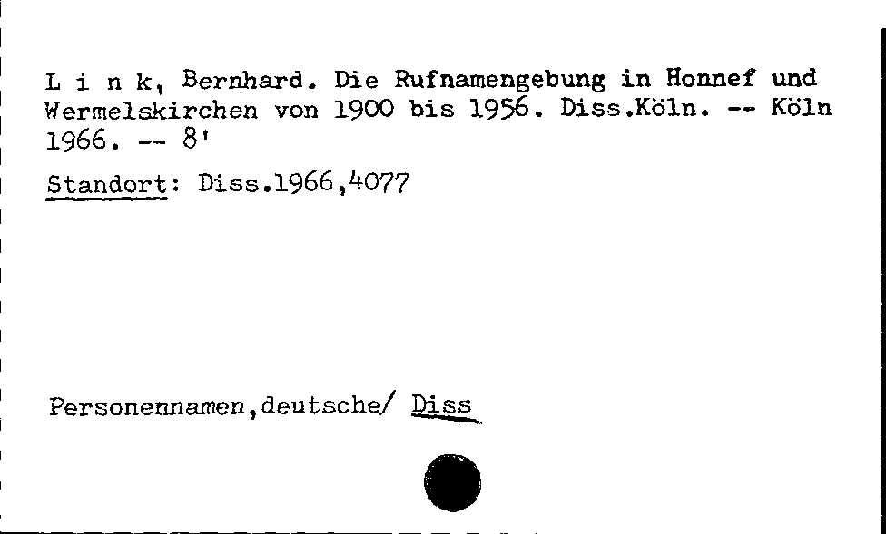 [Katalogkarte Dissertationenkatalog bis 1980]