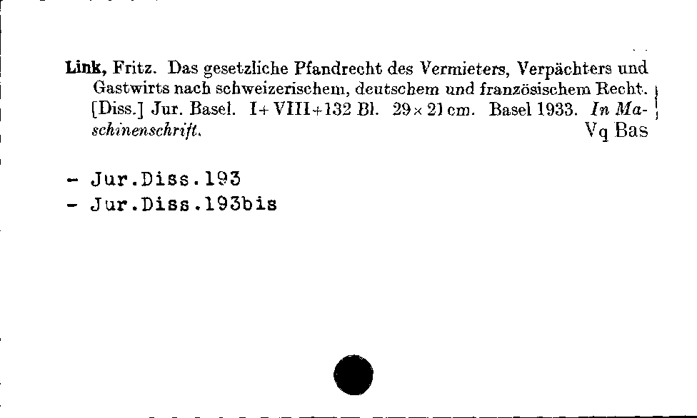 [Katalogkarte Dissertationenkatalog bis 1980]