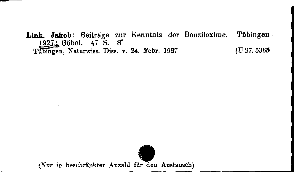 [Katalogkarte Dissertationenkatalog bis 1980]