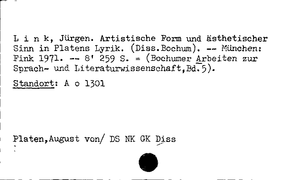 [Katalogkarte Dissertationenkatalog bis 1980]