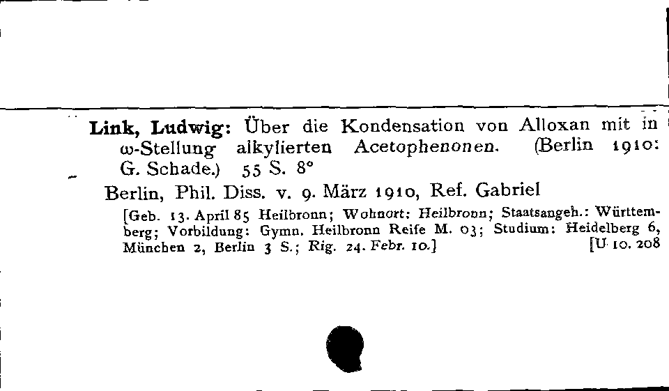 [Katalogkarte Dissertationenkatalog bis 1980]