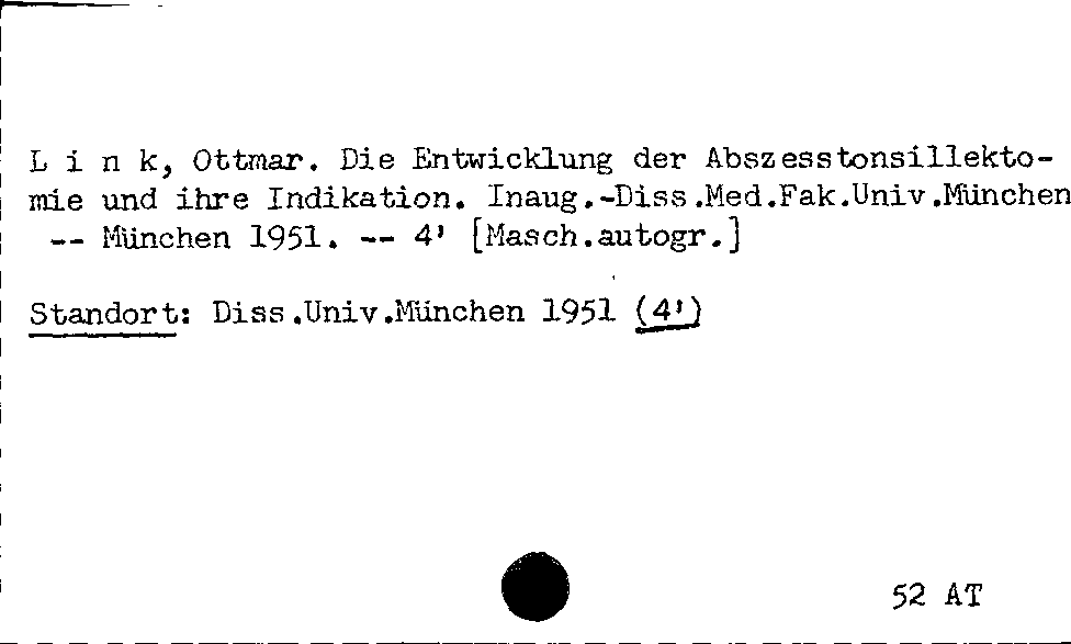 [Katalogkarte Dissertationenkatalog bis 1980]