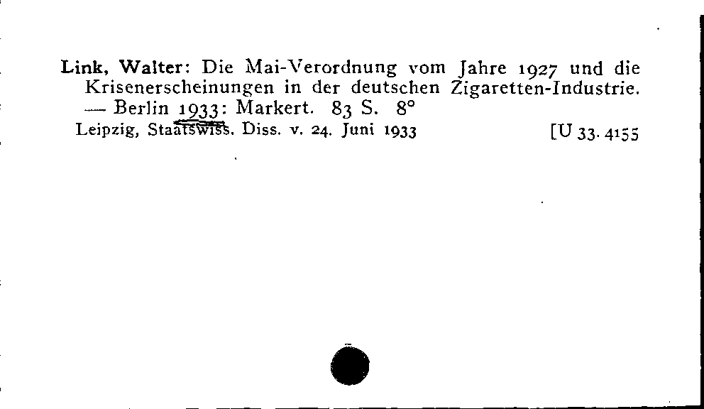 [Katalogkarte Dissertationenkatalog bis 1980]