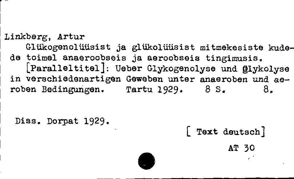 [Katalogkarte Dissertationenkatalog bis 1980]