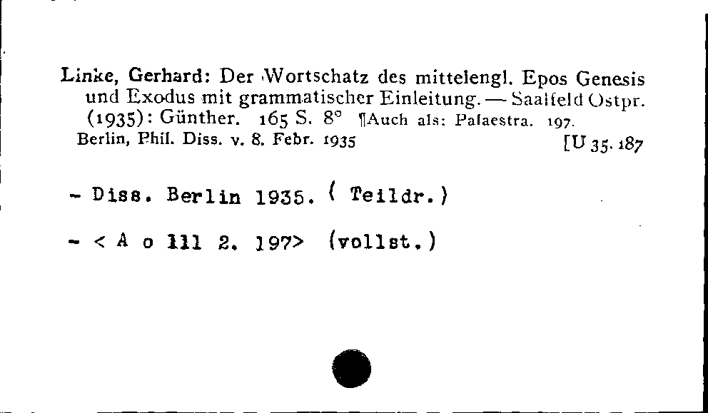 [Katalogkarte Dissertationenkatalog bis 1980]