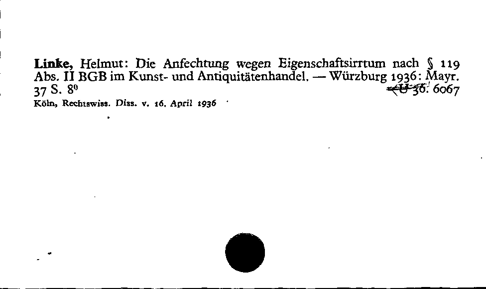 [Katalogkarte Dissertationenkatalog bis 1980]