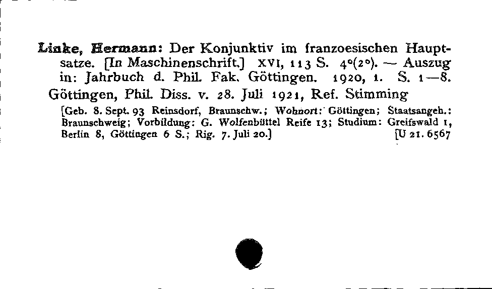 [Katalogkarte Dissertationenkatalog bis 1980]