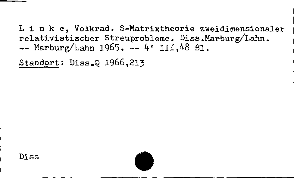 [Katalogkarte Dissertationenkatalog bis 1980]