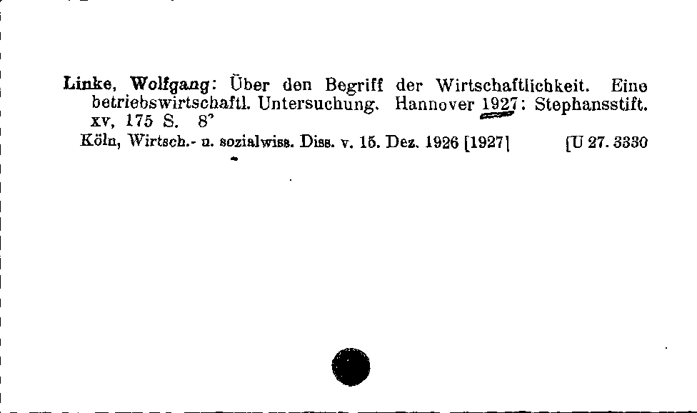 [Katalogkarte Dissertationenkatalog bis 1980]