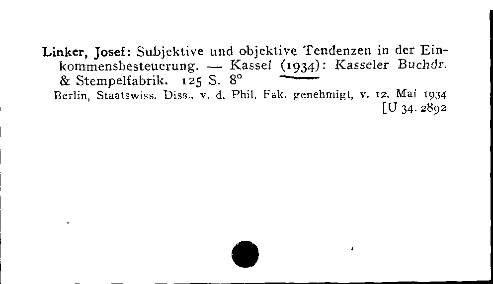 [Katalogkarte Dissertationenkatalog bis 1980]