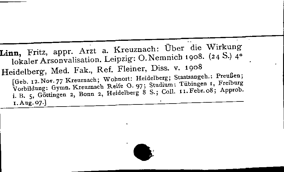 [Katalogkarte Dissertationenkatalog bis 1980]