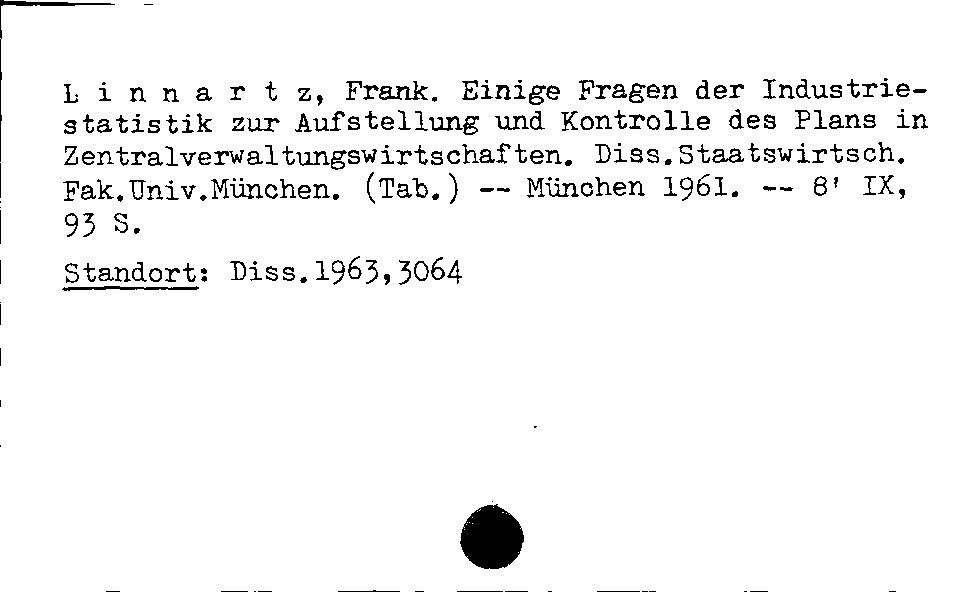 [Katalogkarte Dissertationenkatalog bis 1980]