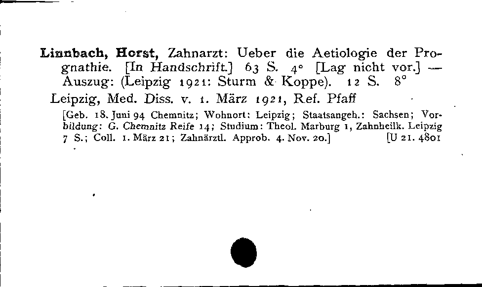 [Katalogkarte Dissertationenkatalog bis 1980]