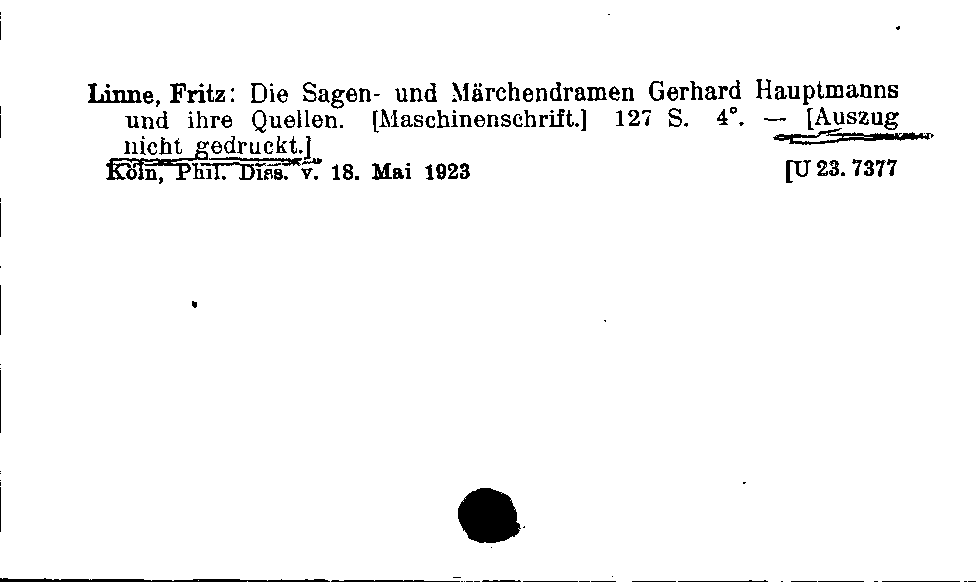 [Katalogkarte Dissertationenkatalog bis 1980]