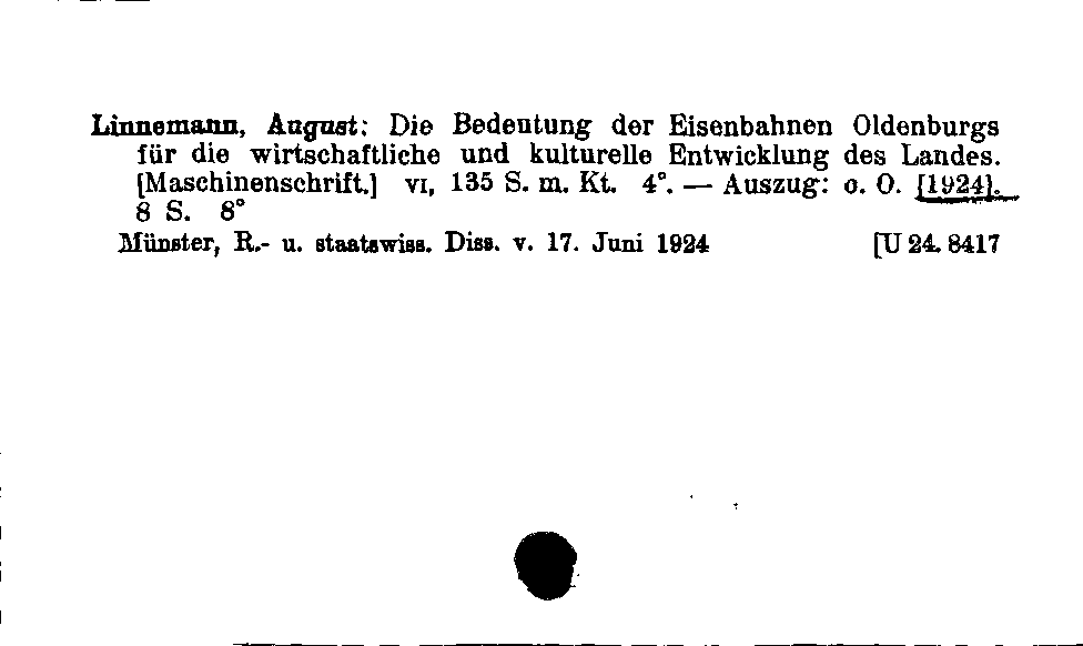 [Katalogkarte Dissertationenkatalog bis 1980]