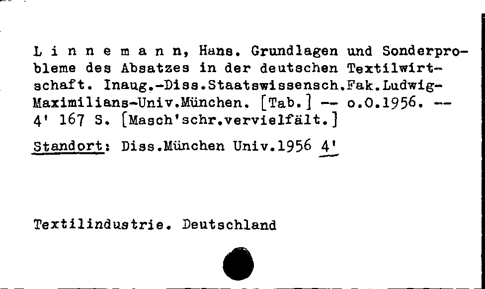 [Katalogkarte Dissertationenkatalog bis 1980]