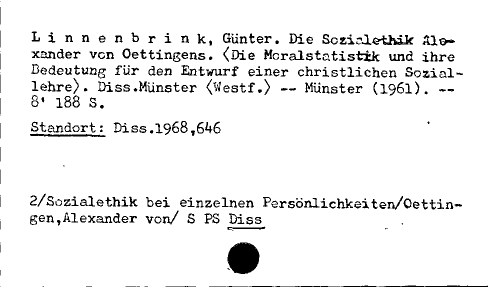 [Katalogkarte Dissertationenkatalog bis 1980]