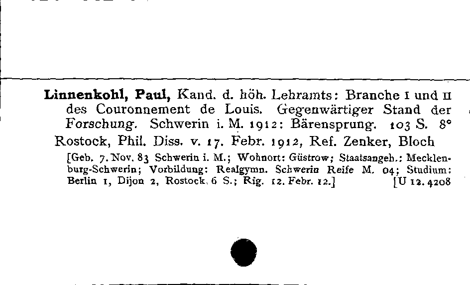 [Katalogkarte Dissertationenkatalog bis 1980]