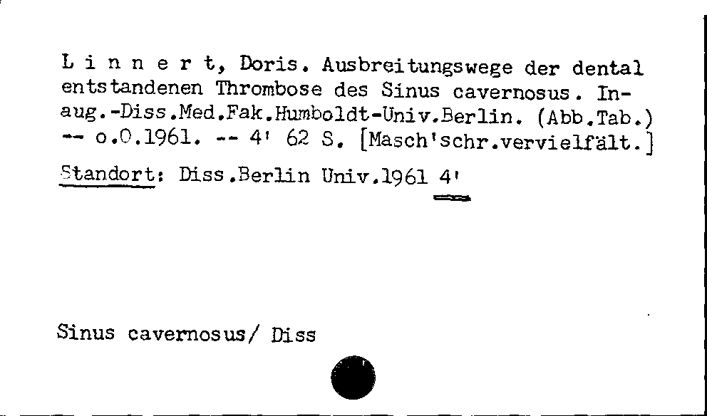 [Katalogkarte Dissertationenkatalog bis 1980]