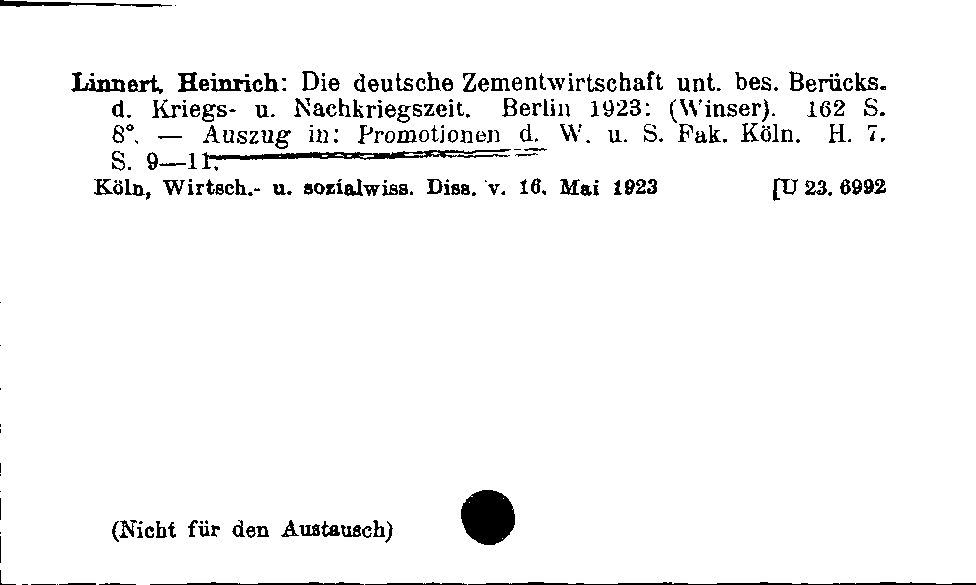 [Katalogkarte Dissertationenkatalog bis 1980]