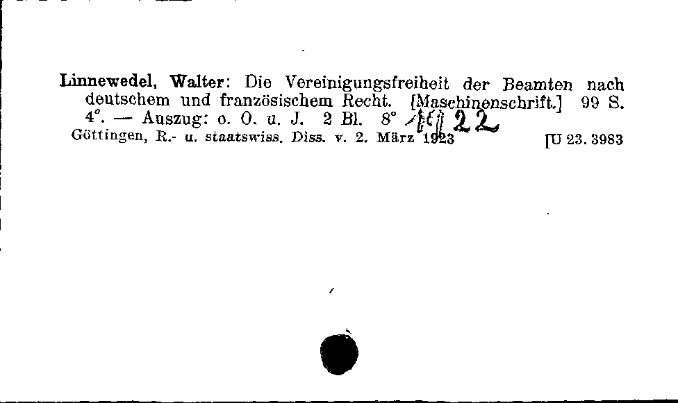 [Katalogkarte Dissertationenkatalog bis 1980]