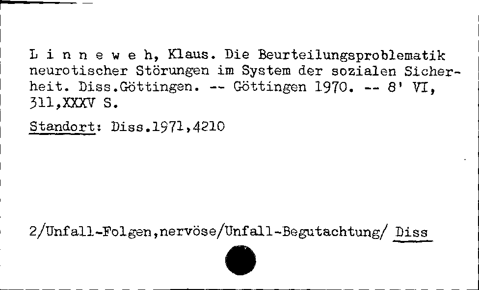 [Katalogkarte Dissertationenkatalog bis 1980]