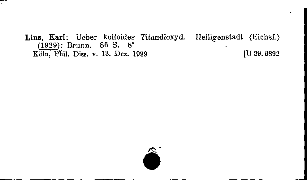 [Katalogkarte Dissertationenkatalog bis 1980]