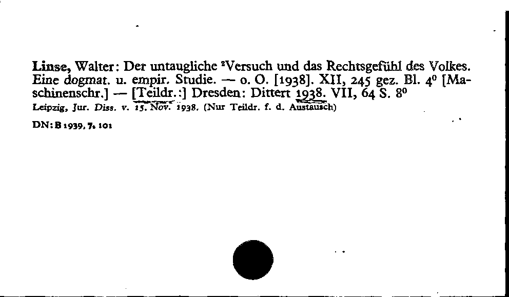 [Katalogkarte Dissertationenkatalog bis 1980]