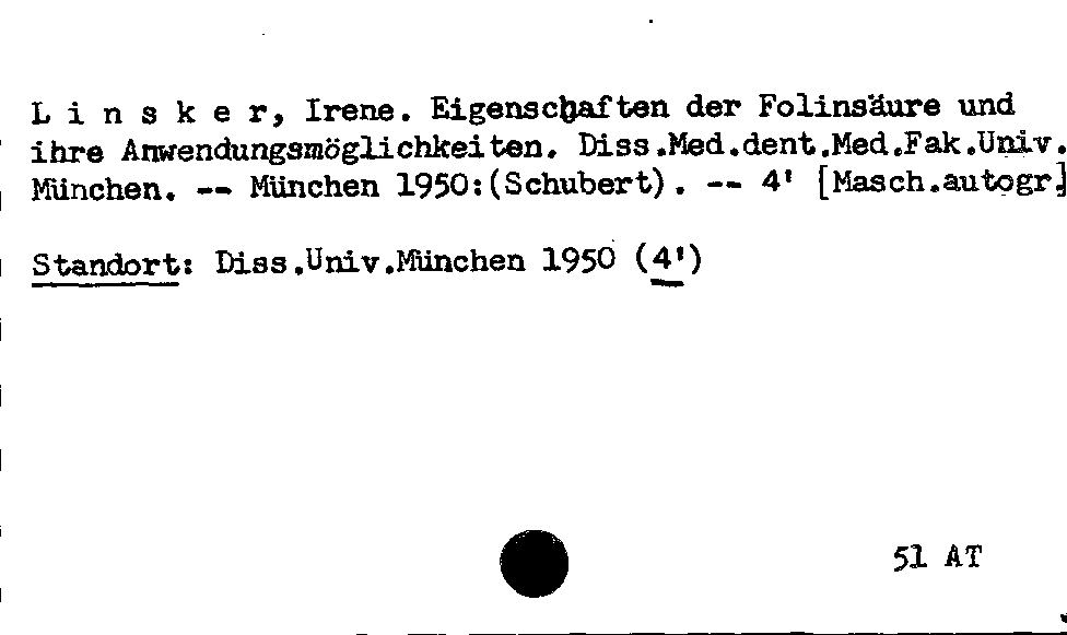 [Katalogkarte Dissertationenkatalog bis 1980]