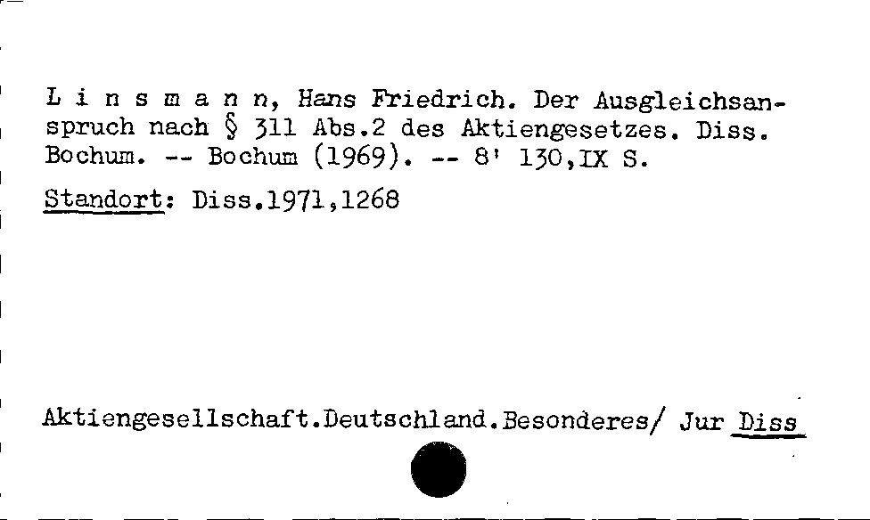 [Katalogkarte Dissertationenkatalog bis 1980]