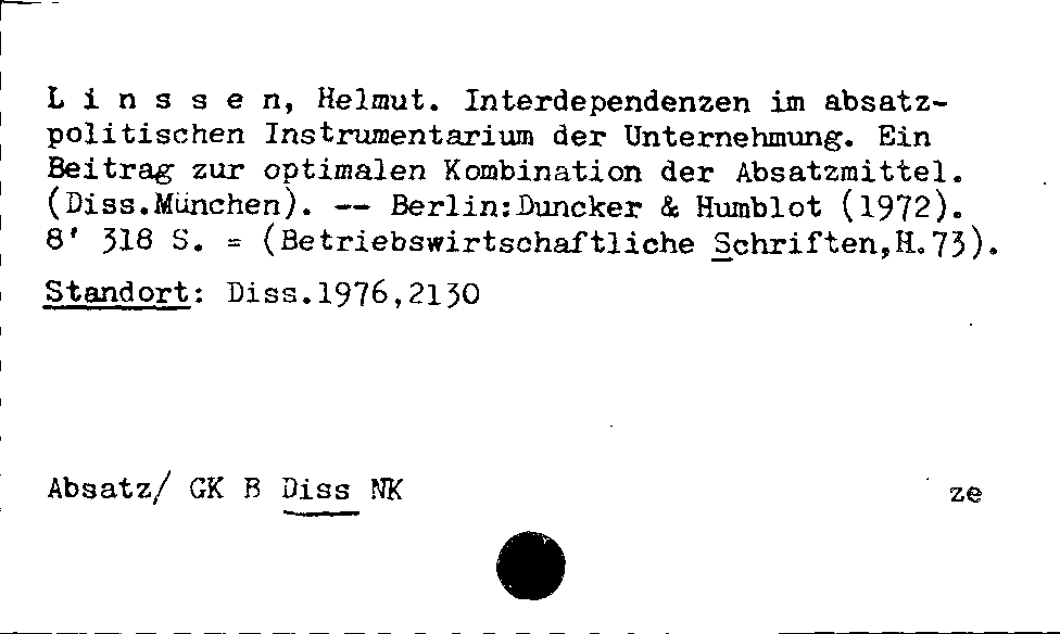 [Katalogkarte Dissertationenkatalog bis 1980]