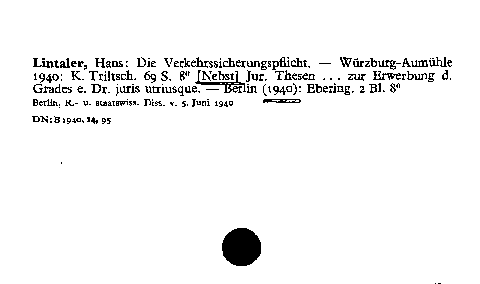 [Katalogkarte Dissertationenkatalog bis 1980]