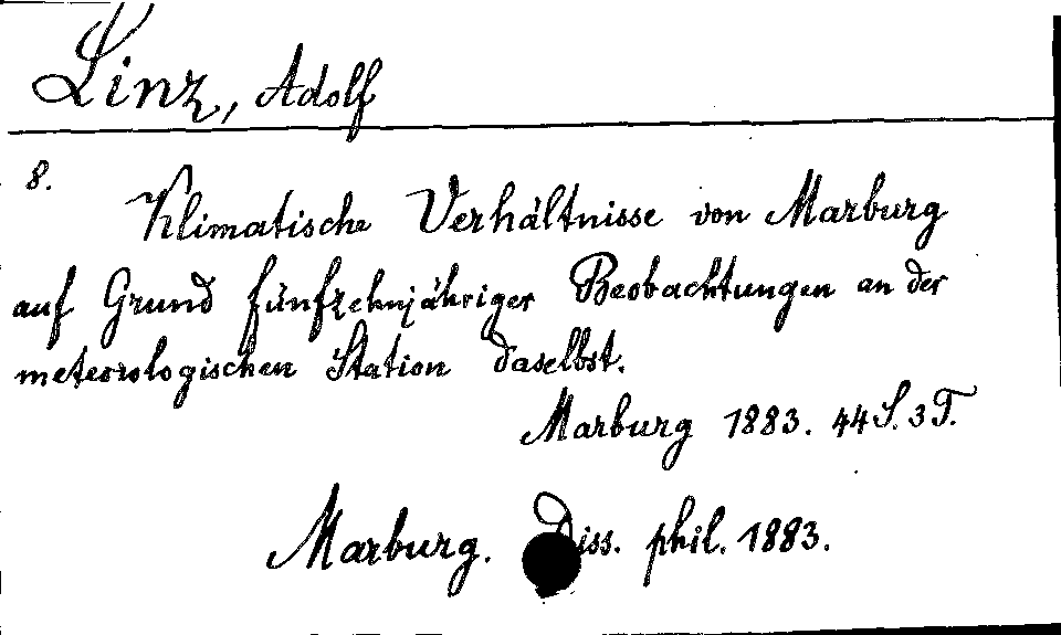 [Katalogkarte Dissertationenkatalog bis 1980]