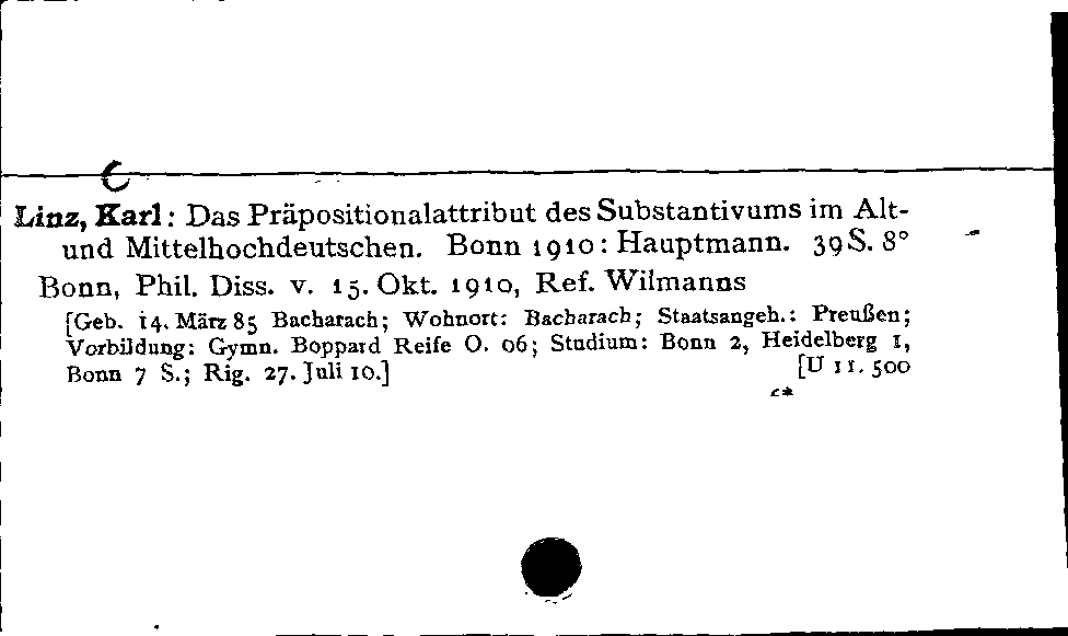 [Katalogkarte Dissertationenkatalog bis 1980]