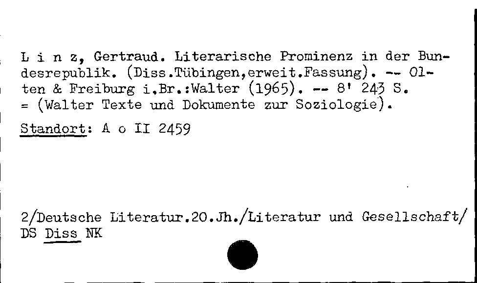 [Katalogkarte Dissertationenkatalog bis 1980]