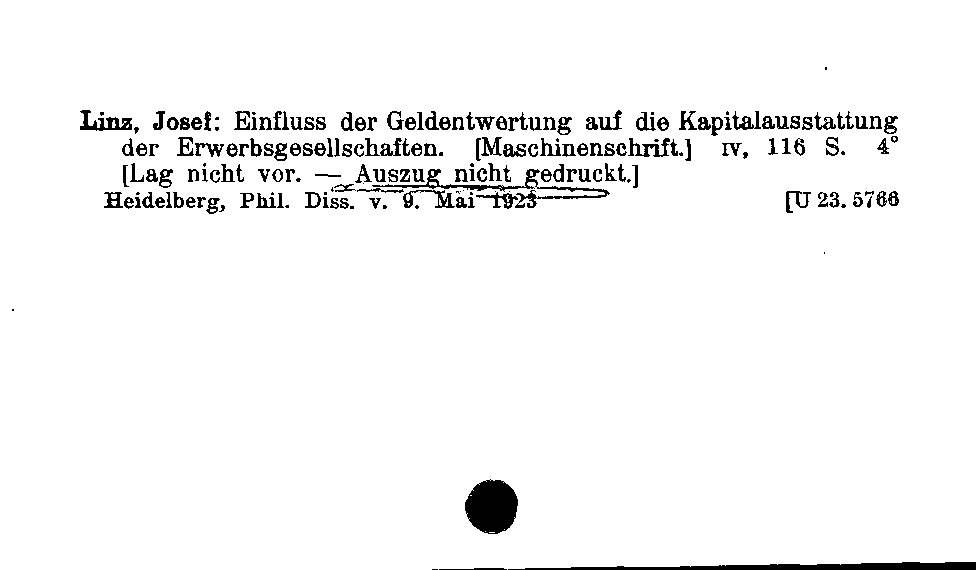 [Katalogkarte Dissertationenkatalog bis 1980]