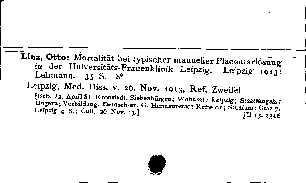 [Katalogkarte Dissertationenkatalog bis 1980]