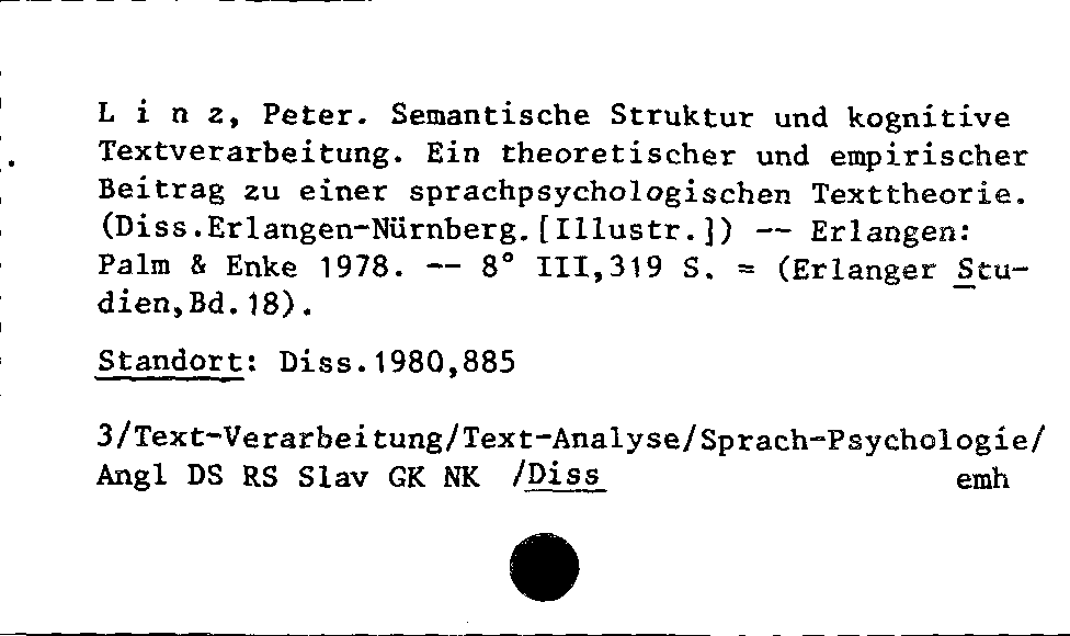 [Katalogkarte Dissertationenkatalog bis 1980]