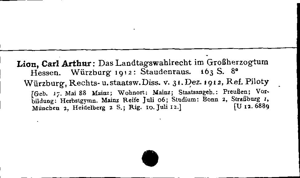 [Katalogkarte Dissertationenkatalog bis 1980]