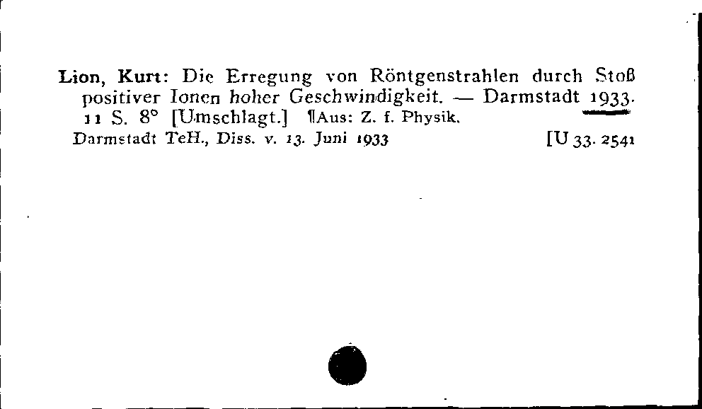 [Katalogkarte Dissertationenkatalog bis 1980]