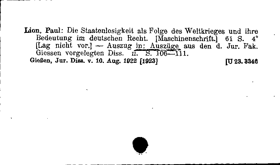 [Katalogkarte Dissertationenkatalog bis 1980]