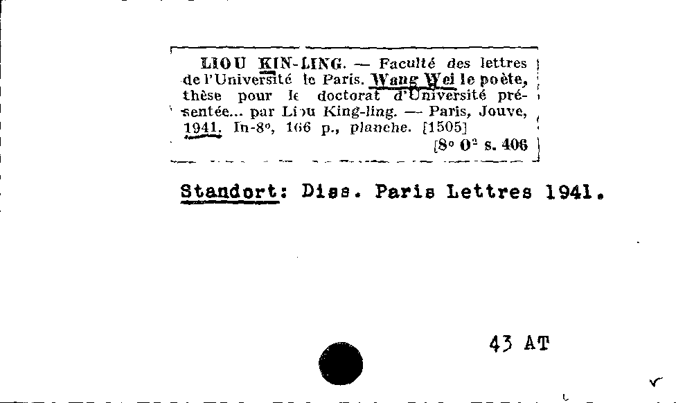 [Katalogkarte Dissertationenkatalog bis 1980]