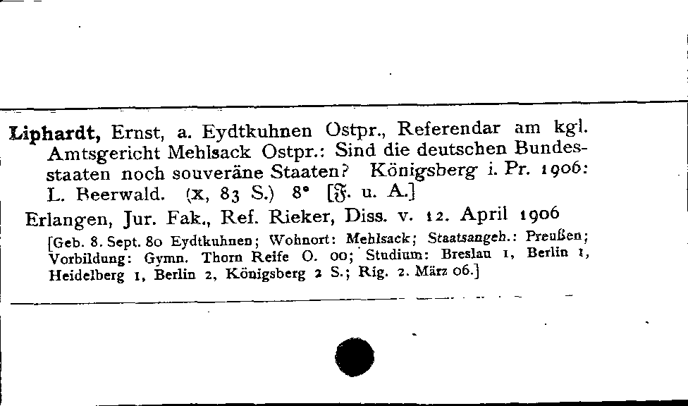 [Katalogkarte Dissertationenkatalog bis 1980]